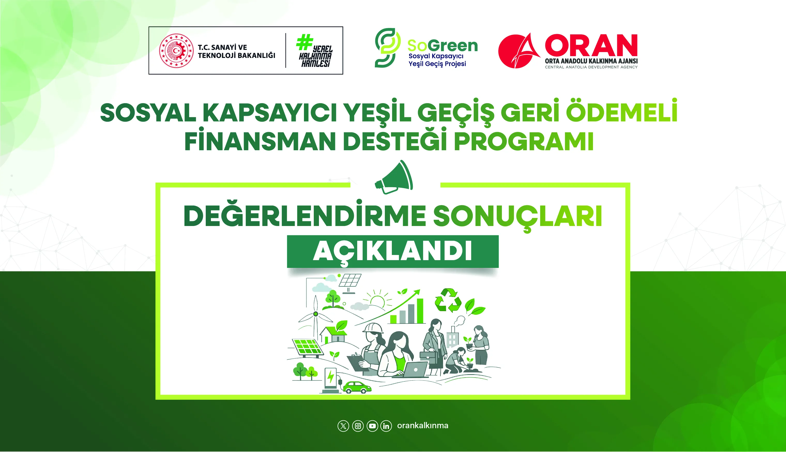 Sosyal Kapsayıcı Yeşil Geçiş Geri Ödemeli Finansman Desteği Programı Başvuru Sonuçları Açıklandı